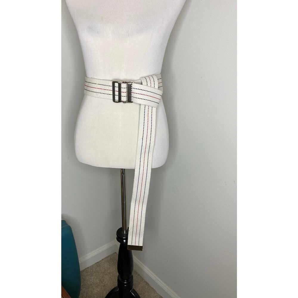Medline Wrap Belt, Cotton Webbing, Navy & Red Pinstripe, 60"L x 2"W